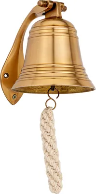 Produktbild von Schiffsglocke aus Messing antik mit Halter-Bändsel 10cm Nautische Signalglocke