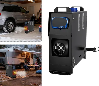 Produktbild von UISEBRT 8kW 12V Diesel-Lüfterheizer, Dieselheizung, Heizgerät mit LCD-Display – Heizgerät für Werkstatt, Lager, Stall, Gewächshaus, Camping, Schwarz