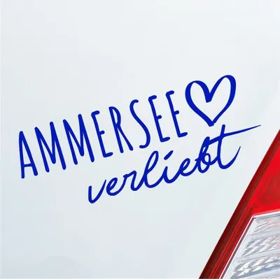 Produktbild von Auto Aufkleber Ammersee verliebt Herz See Sea Liebe Car 19x7 cm Dunkelblau Sticker Heckscheibenaufkleber