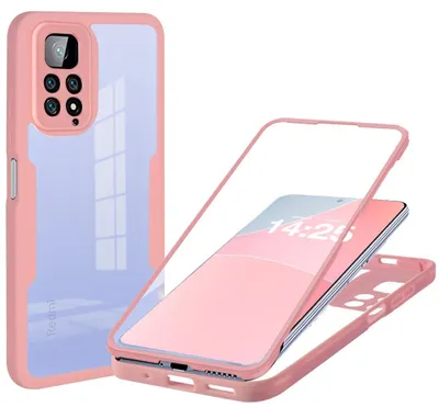 Produktbild von 360 Grad Rundum Schutz Handyhülle für Xiaomi Redmi Note 11 Pro Full Cover Vollschutz Case Farbe: Rose