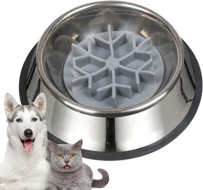 Produktbild von Famanu langsame Futterstation für Hunde, anti-Verschlucken, Schüssel aus Silikon und Edelstahl für Haustiere