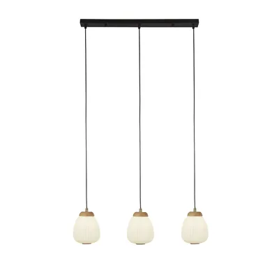Immagine prodotto di Lampadario Contemporaneo Ella Acciaio Bianco Vetro Nero 3 Luci E14