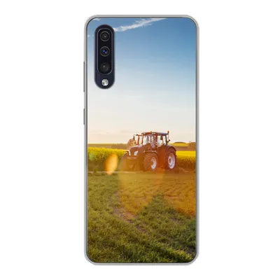 Produktbild von MuchoWow® Handyhülle Schutzhülle Hülle für Samsung Galaxy A30s Traktor - Gras - Sonnenuntergang Silikon Softcase Handy Hülle - Karteninhaber