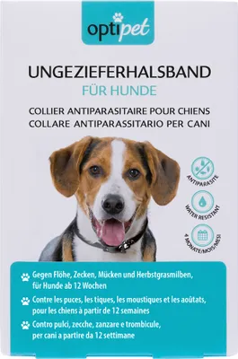 Produktbild von OptiPet 1x Ungezieferhalsband für Hunde, 4 Monate Schutz gegen Flöhe, Zecken ,Mücken, Milben, für Hunde ab 12 Wochen
