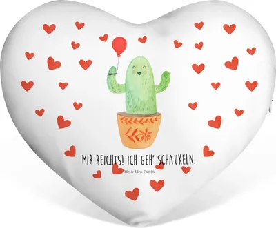 Produktbild von Mr. & Mrs. Panda Sofakissen Kaktus Luftballon - Weiß - Geschenk, Kuschelkissen, Kakteen, Herzkissen, dekoartikel, Freundin, Geschenkkissen, Büro, Ausbildung, Dekokissen