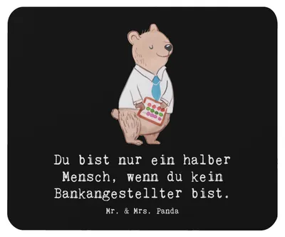 Produktbild von Mr. & Mrs. Panda Mauspad Bankangestellter Herz - Schwarz - Geschenk, Mouse Pad, mausteppich, Beruf, Lustig, pc mousepad, laptop, Witzig, Spruch