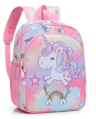 Immagine prodotto di Zaino per bambini, unicorno rosa, in nylon, dimensioni 27x10x20 cm
