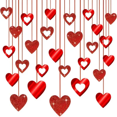 Produktbild von Herz Girlande 40 Stück Rot Glitter für Hochzeiten Valentinstag Geburtstage
