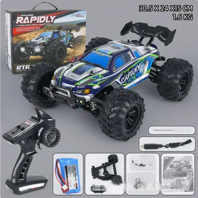 Produktbild von 4WD ferngesteuertes Offroad-RC-Hochgeschwindigkeits-Buggy-Truck 1:16 Super Brushless 70 km/h schnelles Drift-Rennspielzeug, SCY-16101 blau