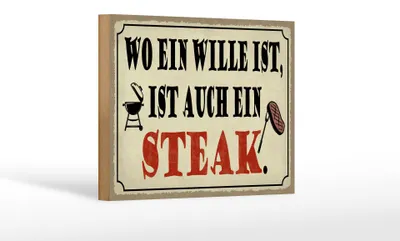 Produktbild von Holzschild Spruch 18x12cm wo ein Wille ist Steak Grill