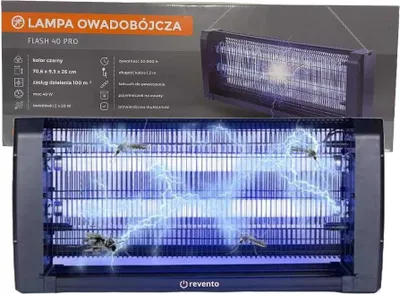 Immagine prodotto di REVENTO® Flash Pro 40 - Lampada elettrica UV per insetti, 40 W, 150 m², sicura per bambini e animali