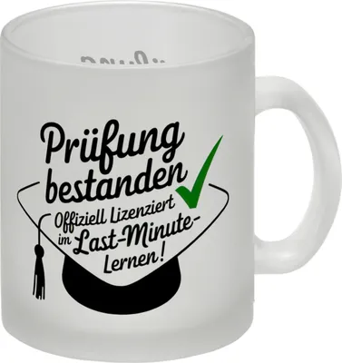 Produktbild von Abschlussmütze - Prüfung bestanden Glas Tasse