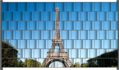 Produktbild von Wallario Zaunsichtschutz mit Motiv Pariser Eiffelturm für Ein- und Doppelstabmatten Zäune in der Größe 250 x 140 cm