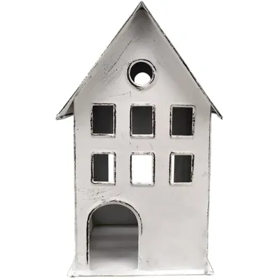 Produktbild von Windlichter Häuschen Haus Fenster Laterne weiß 17,5 cm