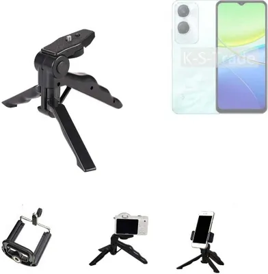 Produktbild von K-S-Trade Stativ Tisch-Ständer Dreibein Handy-Stativ Ständer kompatibel mit Vivo Y36c Mini-Stativ Smartphone Tripod Handy-Stativ aus Plastik schwarz