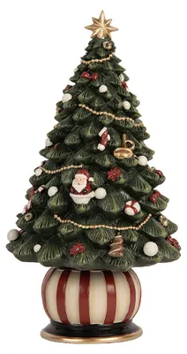 Produktbild von Clayre & Eef Musikbox Weihnachtsbaum Ø 13x23 cm Grün Kunststoff