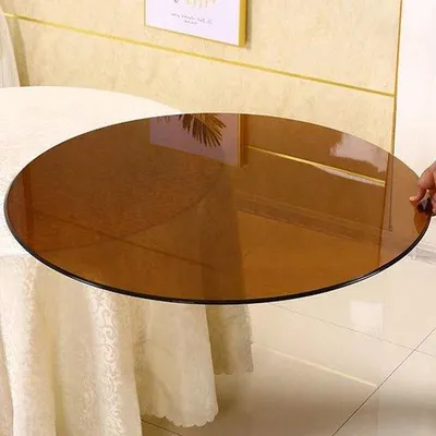 Productafbeelding van Glazen Tafelblad - Tafeldecoratie - Eettafel Vernieuwen - Gehard Veiligheidsglas - 100 cm - Bruin