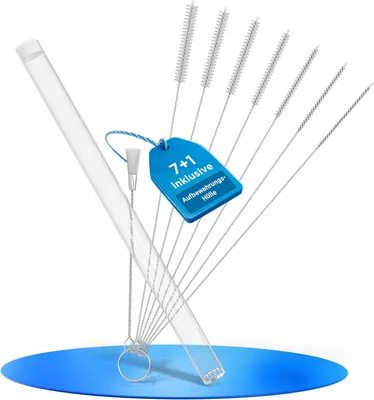 Produktbild von LOBENSWERK Reinigungsbürsten Set weiß [XXL - 25cm] mit 7 Bürsten und 1 Pinsel - Für kleine Zwischenräume, Milchschlauchbürste, Strohhalm Bürste