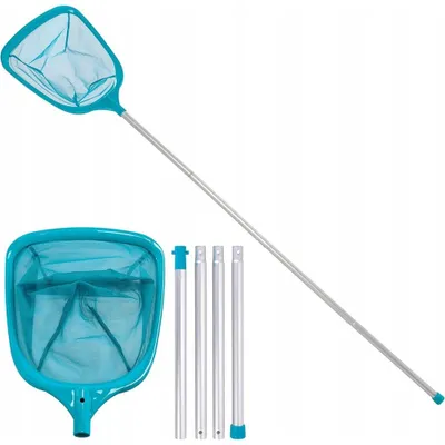 Image de Kit de nettoyage de piscine | Ensemble de nettoyage de piscine avec manche télescopique de 136 cm | Récupérateur de feuilles à mailles fines | Épuisette pour piscine, jacuzzi et spa