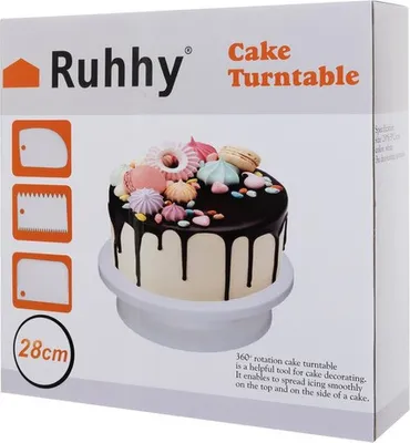 Obrázok produktu pre Ruhhy 18908 Tortový stojan otočný 28 cm + stierky 3 ks