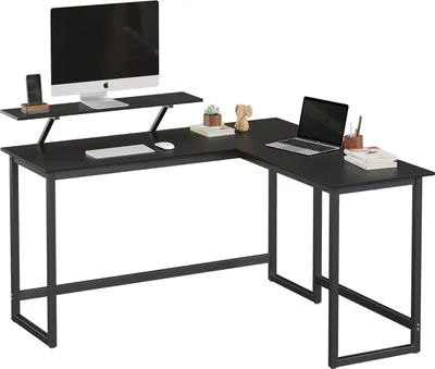 Produktbild von VASAGLE Eckschreibtisch Computertisch L-Form Schreibtisch 140x130x89cm Schwarz