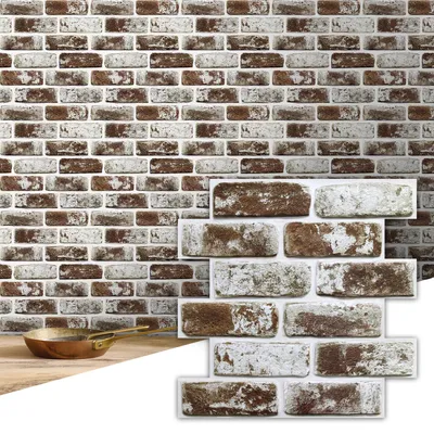 Productafbeelding van 3D wandpanelen met baksteenlook, zelfklevend, 30 x 30 cm, voor wanddecoratie