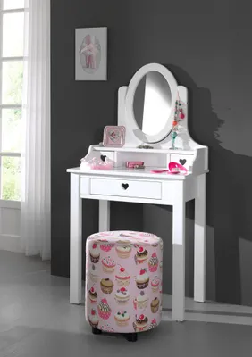 Produktbild von Vipack Schminktisch mit Spiegel Amori - Farbe: Weiß, Maße: 70 cm x 136 cm x 40 cm; AMDT7014