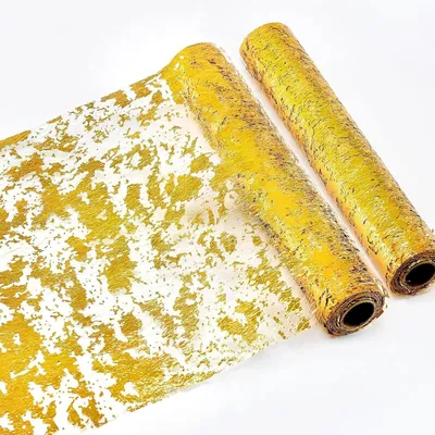 Imagen del producto de Cinta decorativa con lentejuelas doradas metálicas, de 28 cm de ancho y 2,75 metros de largo, ideal para ocasiones especiales