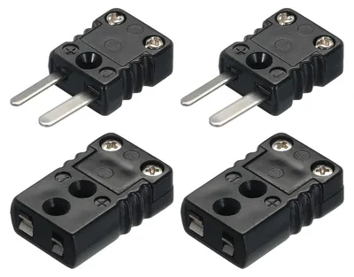 Thermoelementkabel-Adapter Typ J, 2 St., 200 °C, schwarz