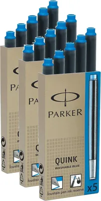 Produktbild von Parker Quink Tintenpatronen – Set mit 15 Stück – 3 Packungen – Königsblau