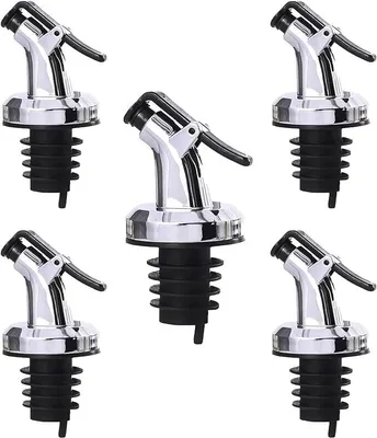 Image de Verseurs Layba argent brillant - Élégants et pratiques pour le vin, l'huile et les spiritueux (lot de 5)