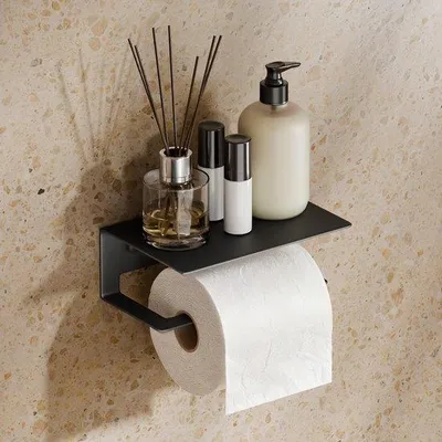 Produktbild von Toiletrolhalter aus Edelstahl 304, 16 x 11,1 x 6 cm, Wandmontage, schwarz