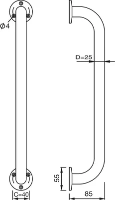 Obrázek produktu pro KWS klika posuvných dveří 8503, 500 mm, černě lakovaná ocel