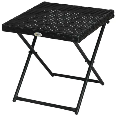 Produktbild von Polyrattan Balkontisch, klappbar, Stahlrahmen, pflegeleicht, 40x40x40 cm, Schwarz