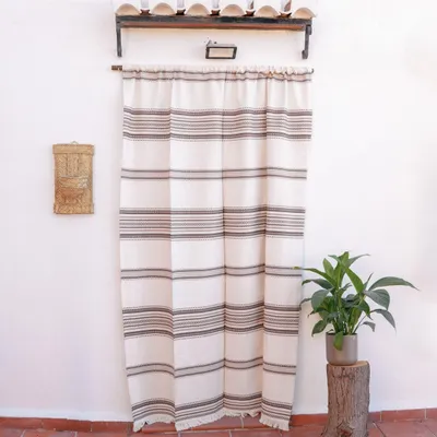 Image de Rideau en coton naturel, style rustique, pour porte