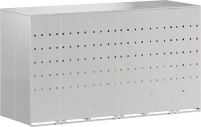 Produktbild von vidaXL Wagenmüllbehälter für 3 Behälter Silber 204 x 77,5 x 115,5 cm