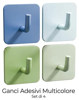 Immagine prodotto di DEKAZIA® Ganci appendiabiti per bambini, set da 4 pezzi, blu-verde | Ganci per guardaroba per bambini, ganci da parete per cameretta, ganci adesivi autoadesivi senza fori