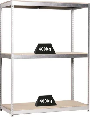 Produktbild von PROREGAL Schwerlastregal BIG WOOD YETI THREE | HxBxT 200x180x60cm | Fachlast 400kg | Verzinkt