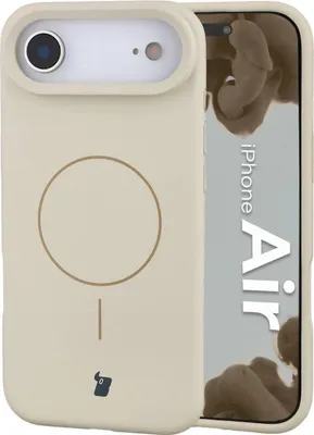 Produktbild von Silikon Handyhülle mit Magnetring für iPhone Air, Bizon Soft Case Magnetic, Écru