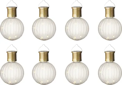 Produktbild von Solar Gartenleuchten LED Kugel Glühbirnen Kunststoff 8x11cm 8er Set