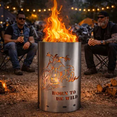 Produktbild von Feuertonne / Feuerkorb mit Motorrad Motiv - Born to be wild
