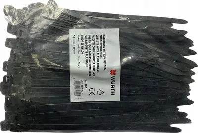 Obrázek produktu pro WURTH Silné černé kabelové vázací svorky 3,6x280 mm, 100 kusů - TRYTKI