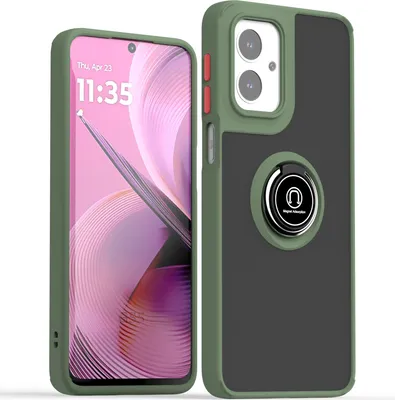 Produktbild von Hülle für Motorola Moto G55 Matte Transluzent TPU Stoßfest Schutzhülle mit Ring Halter Ständer Grün