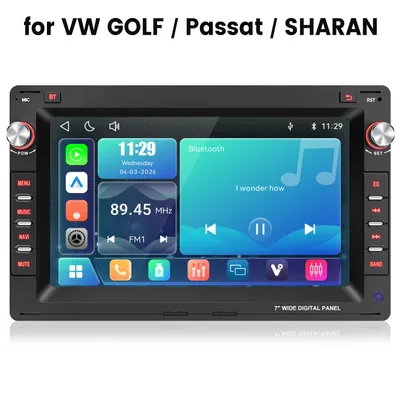 Obrázok produktu pre 7-palcové autorádio pre vozidlá VW Golf, Passat, Sharan, s operačným systémom Linux, bezdrôtovým CarPlay a Android Auto, Bluetooth, FM/RDS a USB