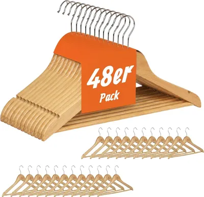 Produktbild von Kleiderbügel Set, 48 Hosenbügel aus Holz