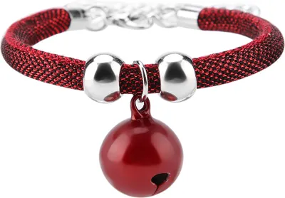 Produktbild von Haustiere im japanischen Stil Halskette Nylon Accessoire Supply Cat Bell Kragen mit Ausdehnung Kette (rot)