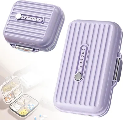 Immagine prodotto di Portapillole portatile set di 2 - Portapillole da 7 giorni - Portapillole da viaggio - Organizzatore di pillole da viaggio