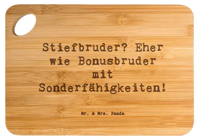 Produktbild von Mr. & Mrs. Panda Holzbrett Spruch Stiefbruder - Transparent - Geschenk, schneidbrett, Familienleben, Holzbrettchen, Lächeln, persönliche Erinnerungen, Patchworkfamilie