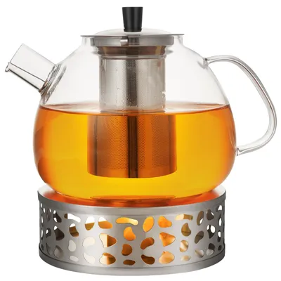 Teekanne mit Siebeinsatz, 1,6 l, Borosilikatglas, Edelstahlfilter