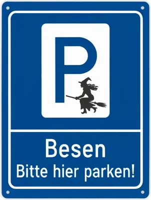 Produktbild von Hexebesen - Bitte hier parken Metallschild XL in 21x28 cm